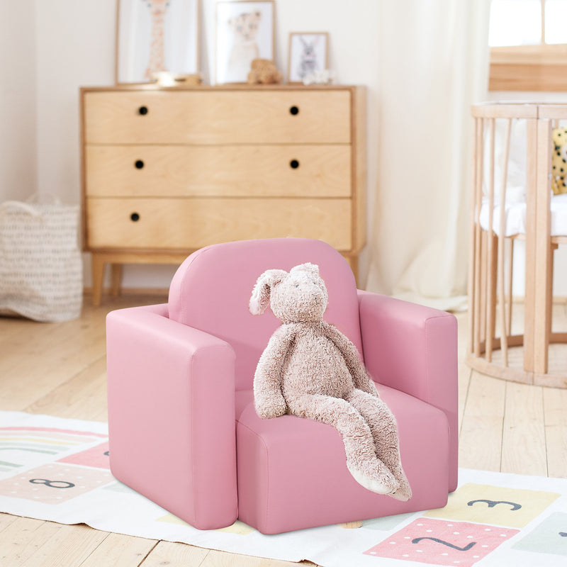 Poltroncina Mini per Bambini 2 in 1 in PVC Rosa-4