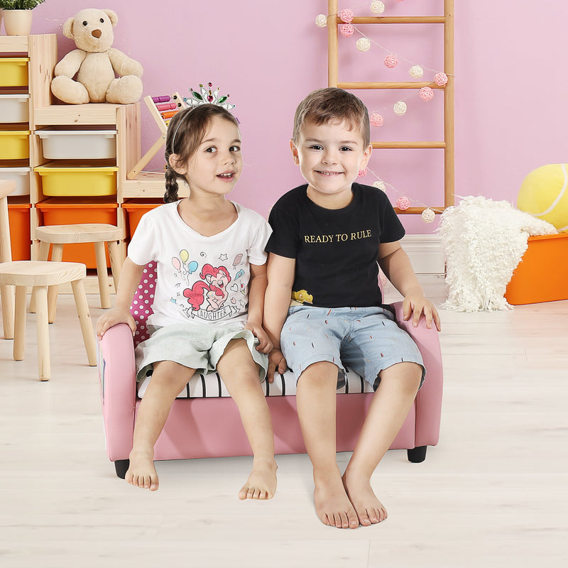 Divano Sofa per Bambini 2 Posti Fantasia Musicale 75x38x50 cm  Rosa-2