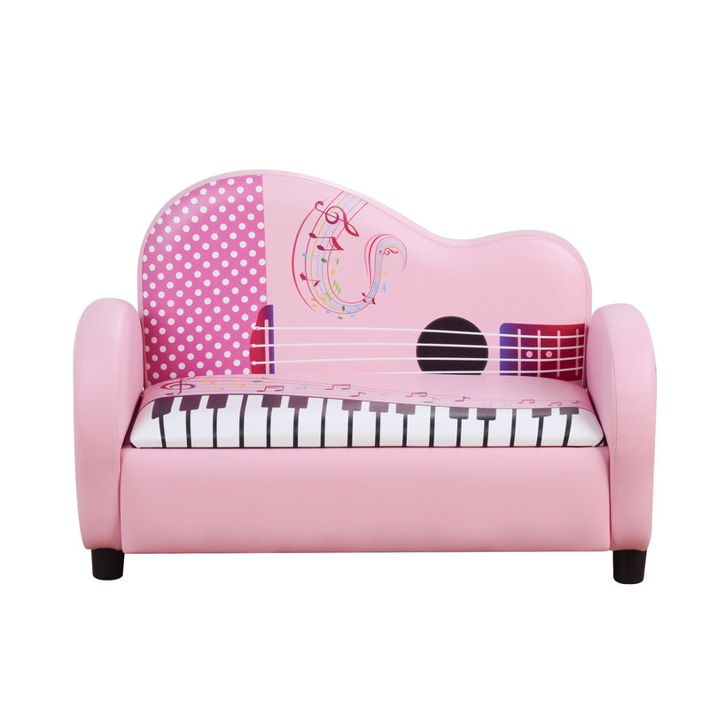 Divano Sofa per Bambini 2 Posti Fantasia Musicale 75x38x50 cm  Rosa-4