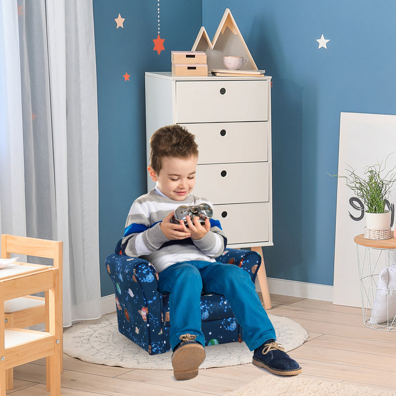 Poltroncina Mini per Bambini con Pianeti   Blu-2