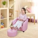 Poltroncina Mini per Bambini con Pouf Poggiapiedi   Rosa-2