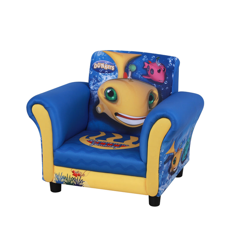 Poltroncina Mini per Bambini con Fantasia Oceano   Giallo e Blu-1