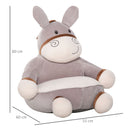 Poltroncina per Bambini 60x55x60 cm in Peluche Asino Grigio-3