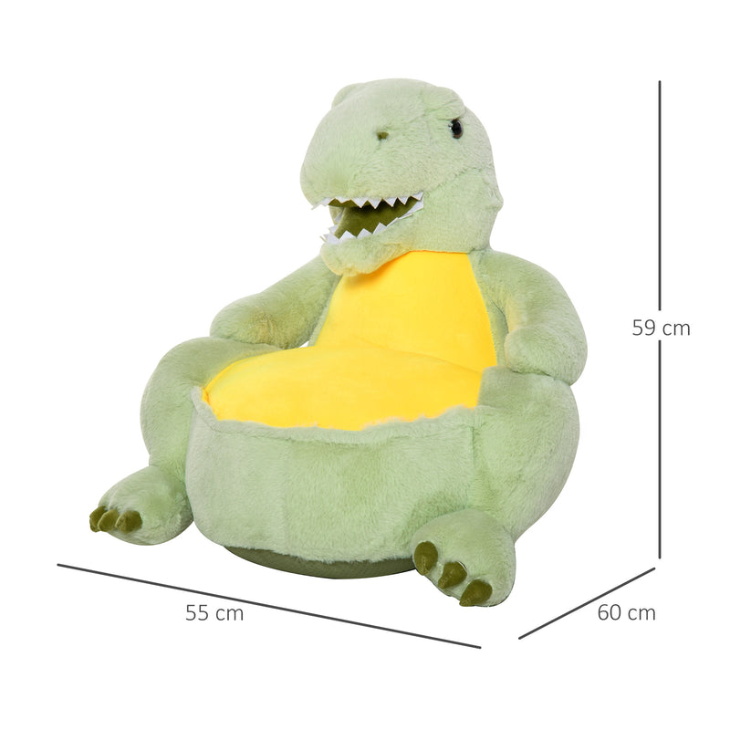 Poltroncina per Bambini 60x55x59 cm in Peluche Dinosauro Verde-3