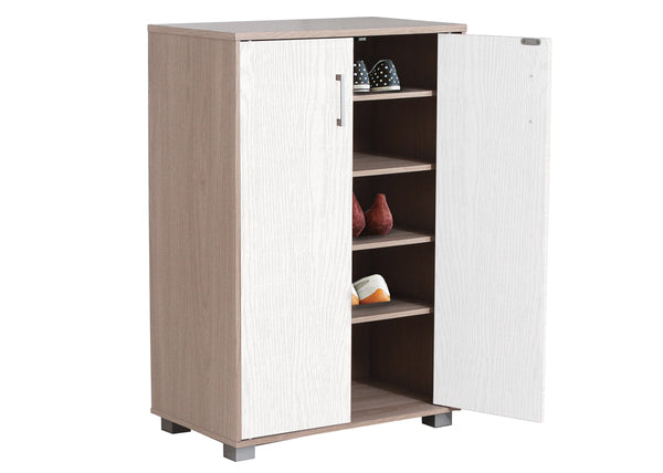 online Schuhschrank 2 Türen 5 Regale 60 x 36 x 89,7 cm in Eiche und weißem Holz