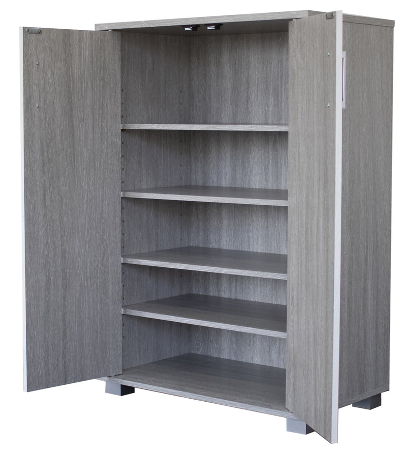 Mobile Scarpiera 2 Ante 5 Ripiani 60x36x89,7 cm in Legno Grigio e Bianco-3