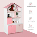 Libreria Scaffale Portagiochi per Cameretta 80x34x130 cm  Rosa-5