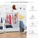 Appendiabiti per Bambini con Ripiani e Ganci Laterali in Legno 63x37x103 cm Bianco-5