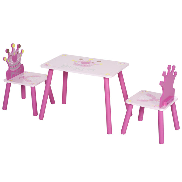 Set aus Tisch und 2 Stühlen für Kinder aus rosafarbenem Holz sconto