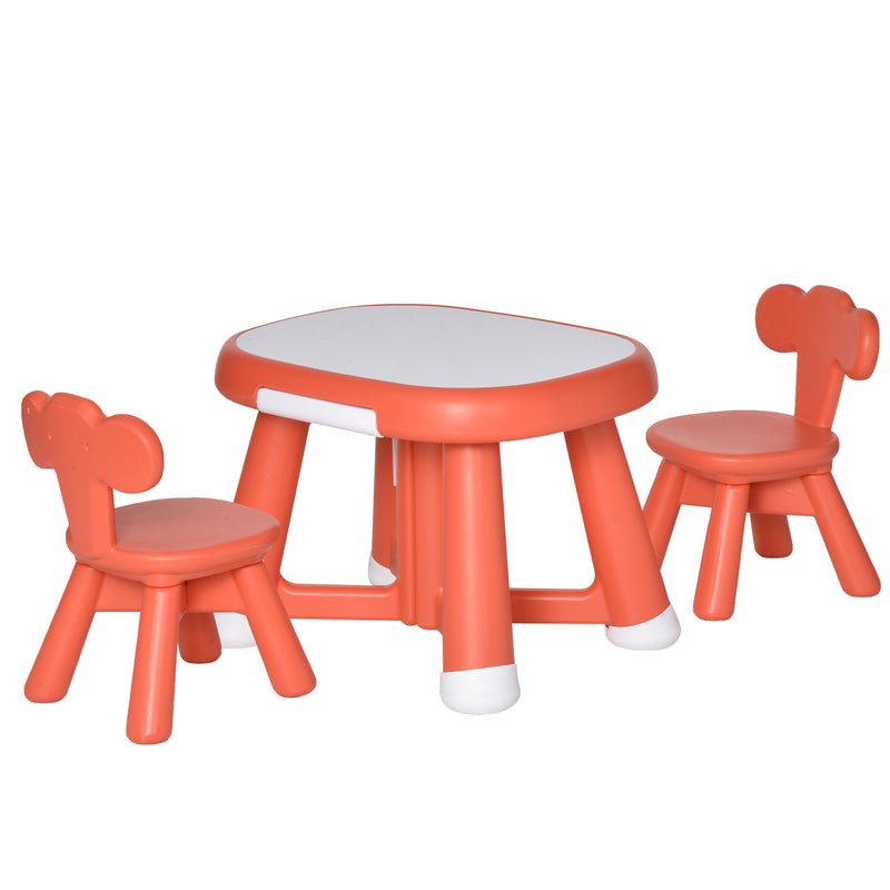 Set Tavolino con 2 Sedie per Bambini con Piano Lavagnetta Bianca   Rosso-1