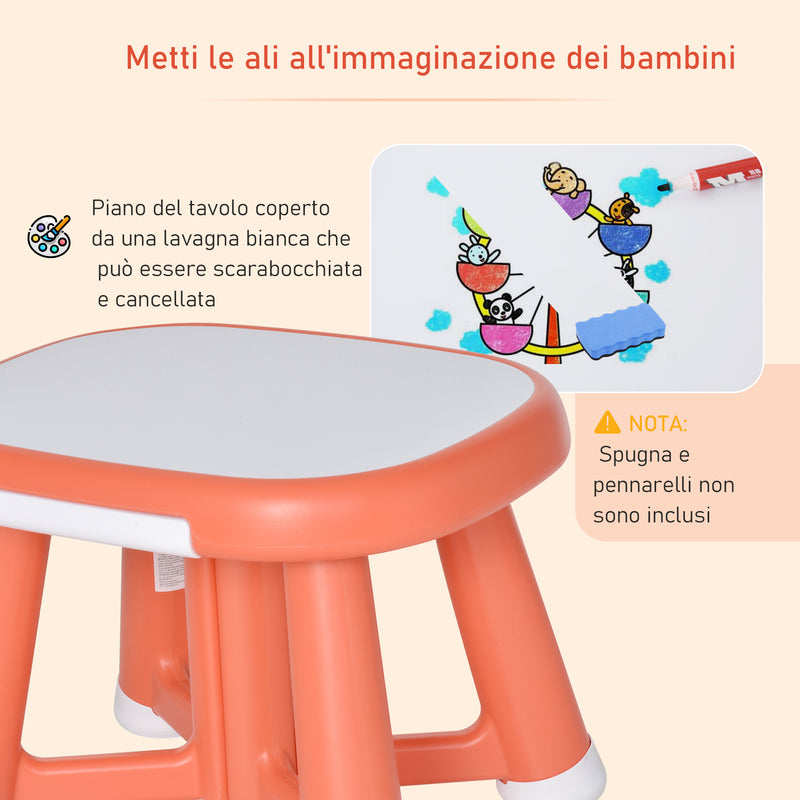 Set Tavolino con 2 Sedie per Bambini con Piano Lavagnetta Bianca   Rosso-5