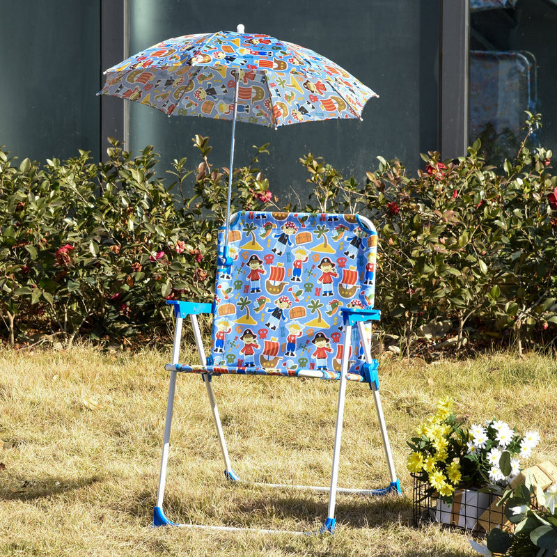 Sedia Mare Spiaggina Pieghevole per Bambini con Ombrello in Metallo e Tessuto Multicolore-2