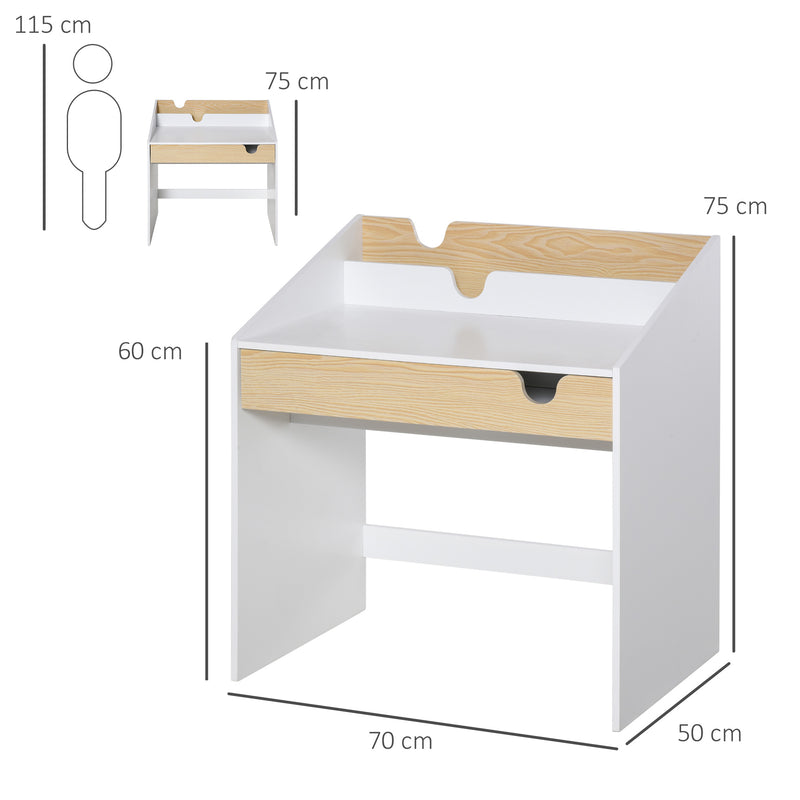 Scrivania con Libreria per Bambini 70x50x75 cm in Legno Bianca-3