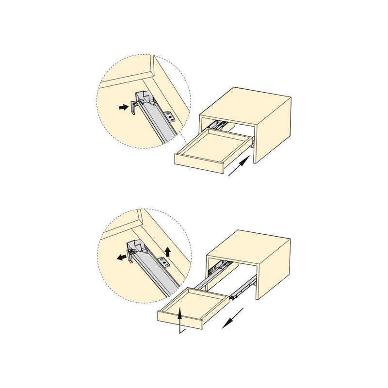 Guide a Scomparsa Silver per Cassetti ad Estrazione Totale P350 Zincato Bianco Acciaio Emuca-3