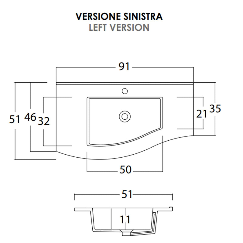 Mobile Bagno Sospeso 90 cm Lavabo Specchio e Doppio Cassettone Bonussi Toby SX Olmo Tierra-5