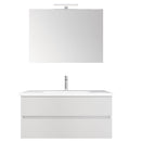 Mobile Bagno Sospeso 100 cm Lavabo Specchio e Cassettoni Bonussi Bianco Larice-1