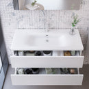 Mobile Bagno Sospeso 100 cm Lavabo Specchio e Cassettoni Bonussi Bianco Larice-3