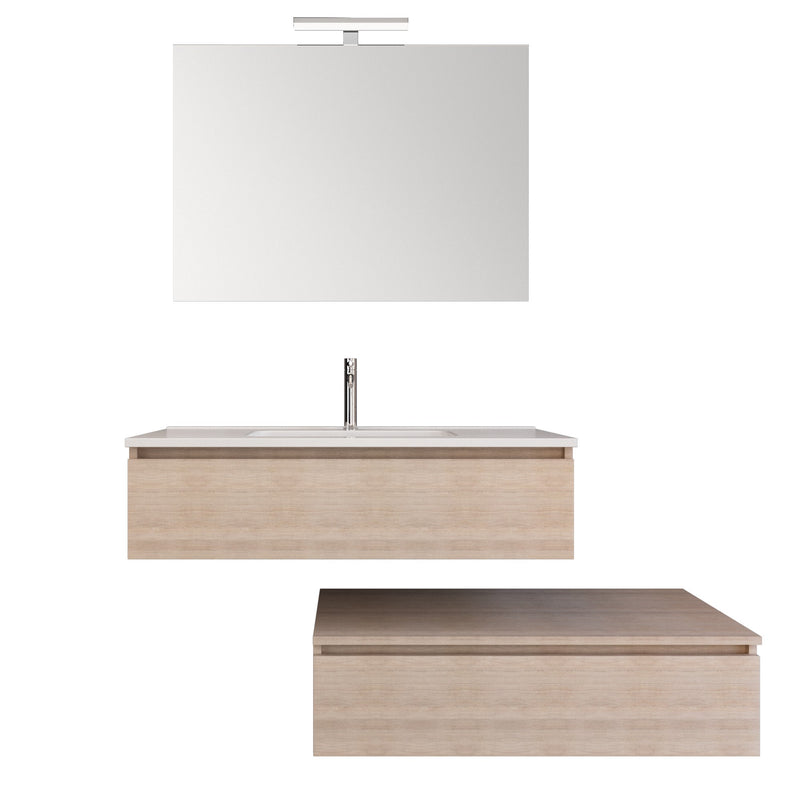 Mobile Bagno Sospeso 100-120 cm Lavabo Specchio e 2 Pensili Bonussi Malcom Rovere Trancè-1