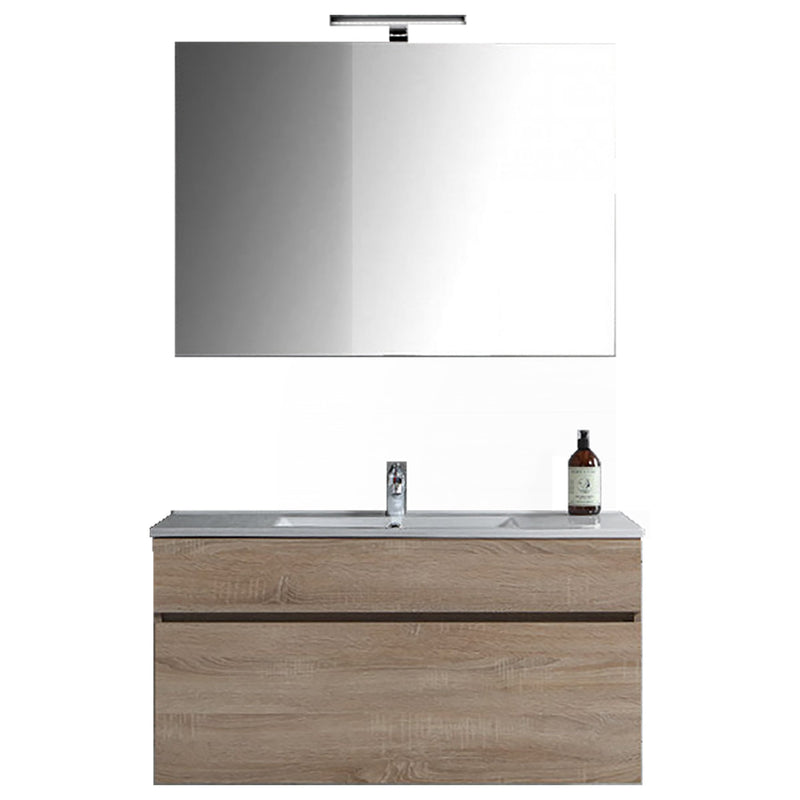 Mobile Bagno Sospeso 80 cm Lavabo Specchio e Cassettone Bonussi Gabriel Rovere Well-1