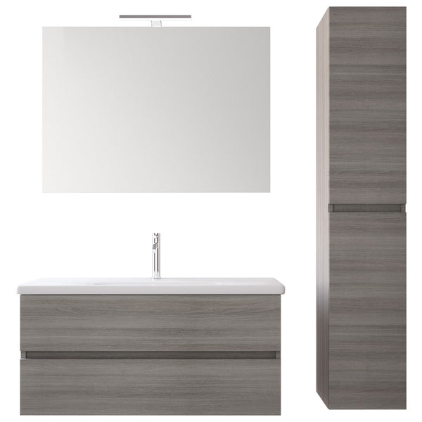 Hängender Badezimmerschrank 100 cm Waschbeckenspiegel und Bonussi Mendel Grey Wall Unit prezzo