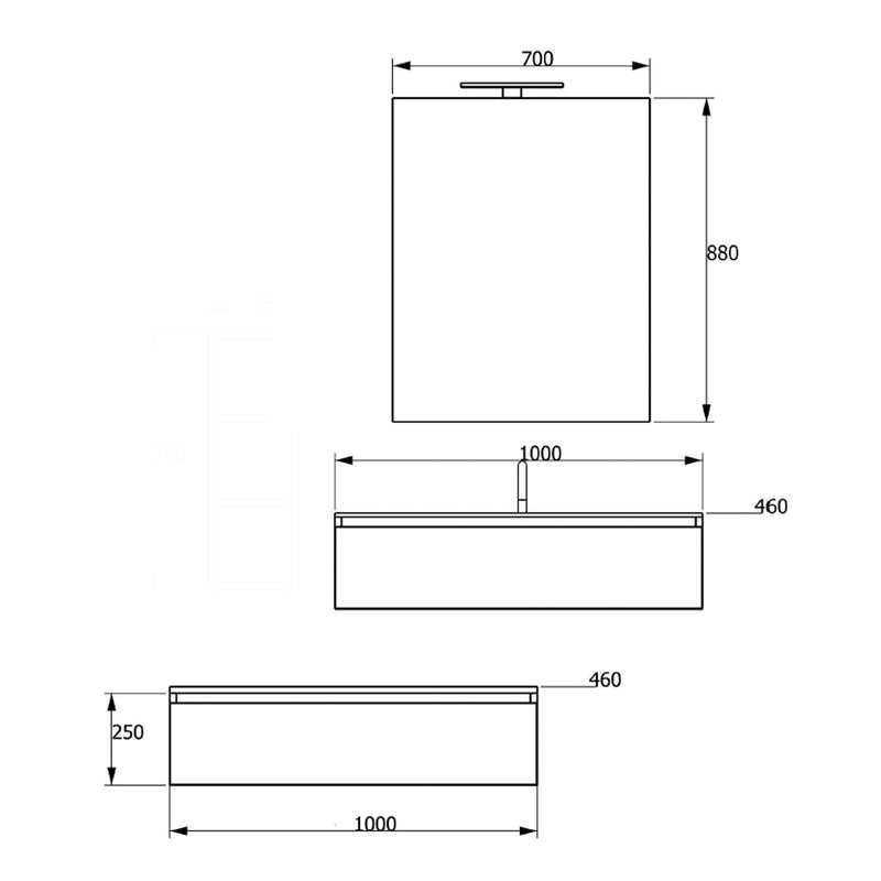 Mobile Bagno Sospeso 100-160 cm Lavabo e Specchio Bonussi Ansel Rovere Scuro-6