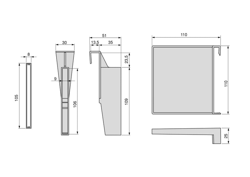 Set di Divisori Casseti Vertex-Concept L600 Grigio Antracite Alluminio e Tecnoplastica Emuca-2