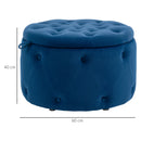 Pouf Poggiapiedi Ø60x40 cm in Velluto Blu Scuro-3