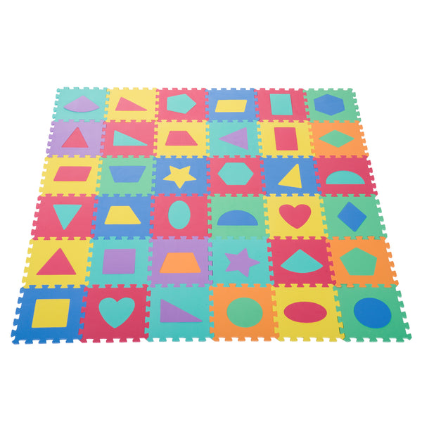 Puzzleteppich mit geometrischen Formen 36 Fliesen 31x31 cm Bunt prezzo