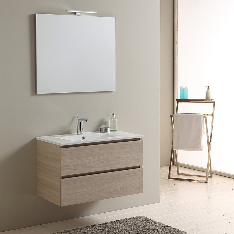 Mobile Bagno Sospeso Lavabo 2 Cassetti + LED 30 cm Rizzetti Malib-1