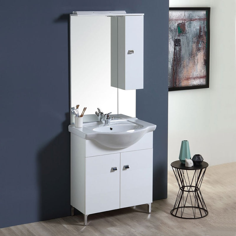 Mobile Bagno con Lavabo Specchio e Pensile Rizzetti Berlin Bianco Varie Misure-1