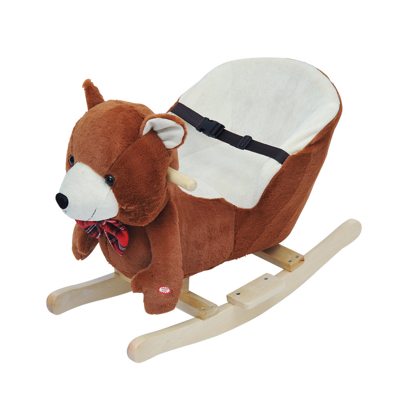 Cavallo a Dondolo in Legno Orso per Bambini Marrone -6