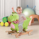 Cavallo a Dondolo per Bambini in Legno e Peluche Drago Verde-2