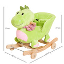 Cavallo a Dondolo per Bambini in Legno e Peluche Drago Verde-3