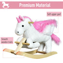 Cavallo a Dondolo Unicorno per Bambini in Legno e Peluche Unicorno Bianco-6