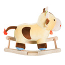 Mucca a Dondolo per Bambini in Peluche e Legno -5