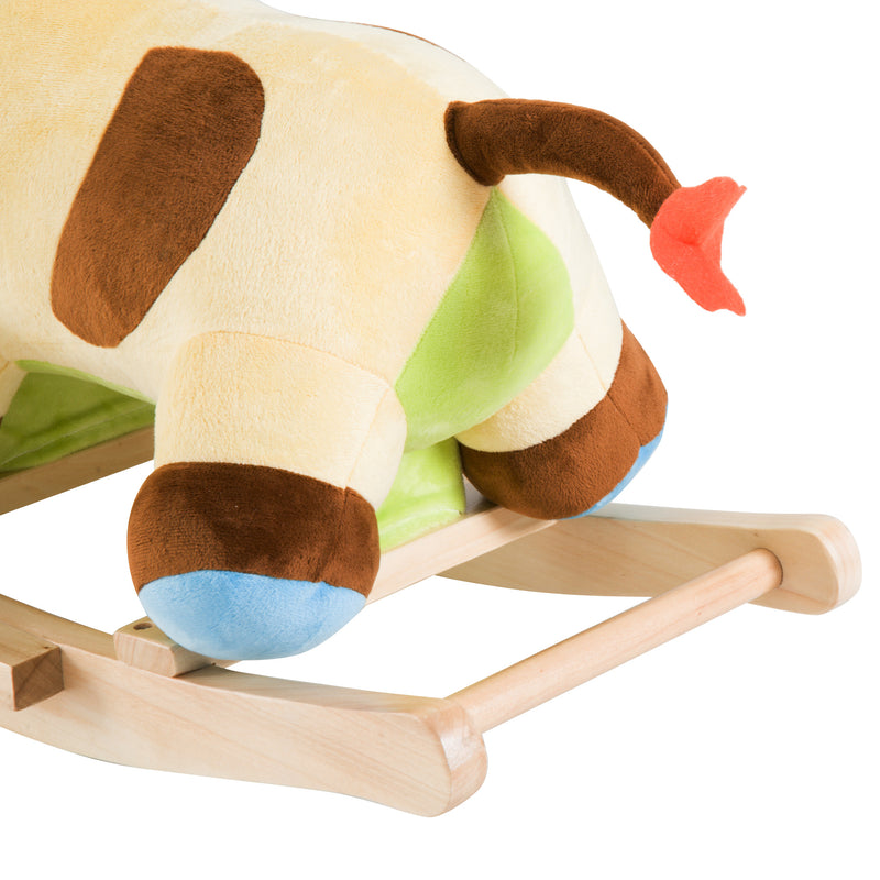 Mucca a Dondolo per Bambini in Peluche e Legno -8