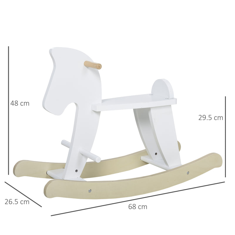 Cavallo a Dondolo per Bambini 68x26,5x48 cm in Legno Bianco-3