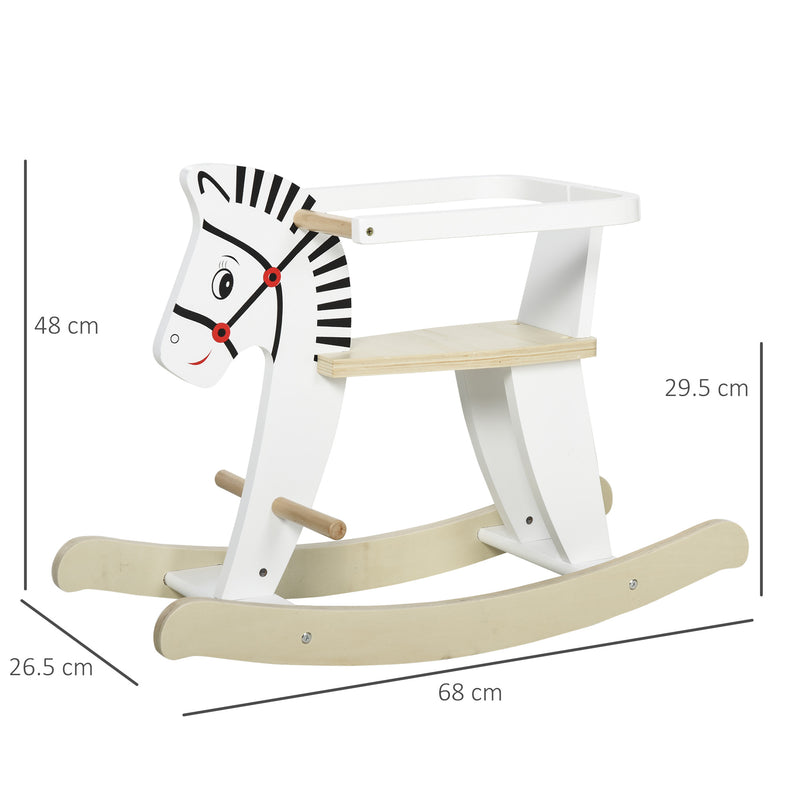 Cavallo a Dondolo per Bambini 68x26,5x48 cm in Legno Bianco-3