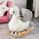 Dondolo per Bambini in Legno Cigno in Peluche   Bianco e Grigio-2