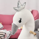 Dondolo per Bambini in Legno Cigno in Peluche   Bianco e Grigio-6