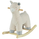 Cavallo a Dondolo per Bambini in Legno e Peluche Alpaca Crema-1