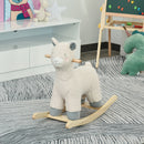 Cavallo a Dondolo per Bambini in Legno e Peluche Alpaca Crema-2