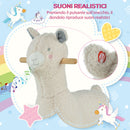 Cavallo a Dondolo per Bambini in Legno e Peluche Alpaca Crema-4