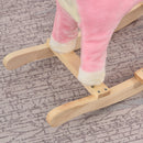 Cavallo a Dondolo per Bambini in Legno e Peluche Rosa-8