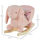 Dondolo per Bambini in Legno Coniglio in Peluche con Suoni  Rosa-3