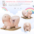 Dondolo per Bambini in Legno Coniglio in Peluche con Suoni  Rosa-4