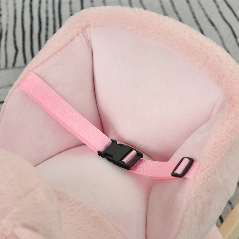 Dondolo per Bambini in Legno Coniglio in Peluche con Suoni  Rosa-8