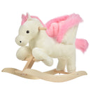 Dondolo per Bambini in Legno Cavallo in Peluche   Bianco e Rosa-1