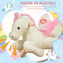 Dondolo per Bambini in Legno Cavallo in Peluche   Bianco e Rosa-4