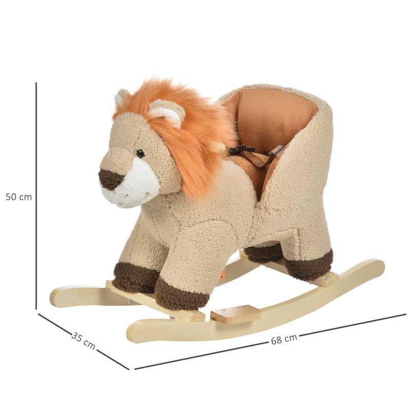 Dondolo per Bambini in Legno Leone in Peluche con Suoni -3